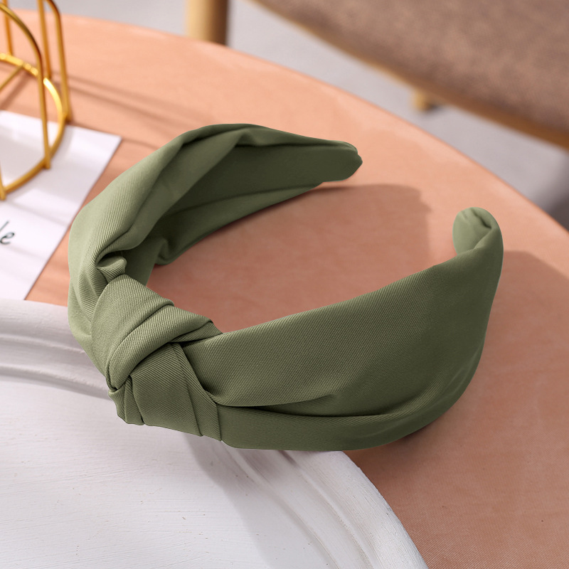 Korean New Solid Color Fabric Craft Hair Accessories Korean Simple Face Wash Makeup Cross-Knotted Wide Brim Hair Band Headband Ladies