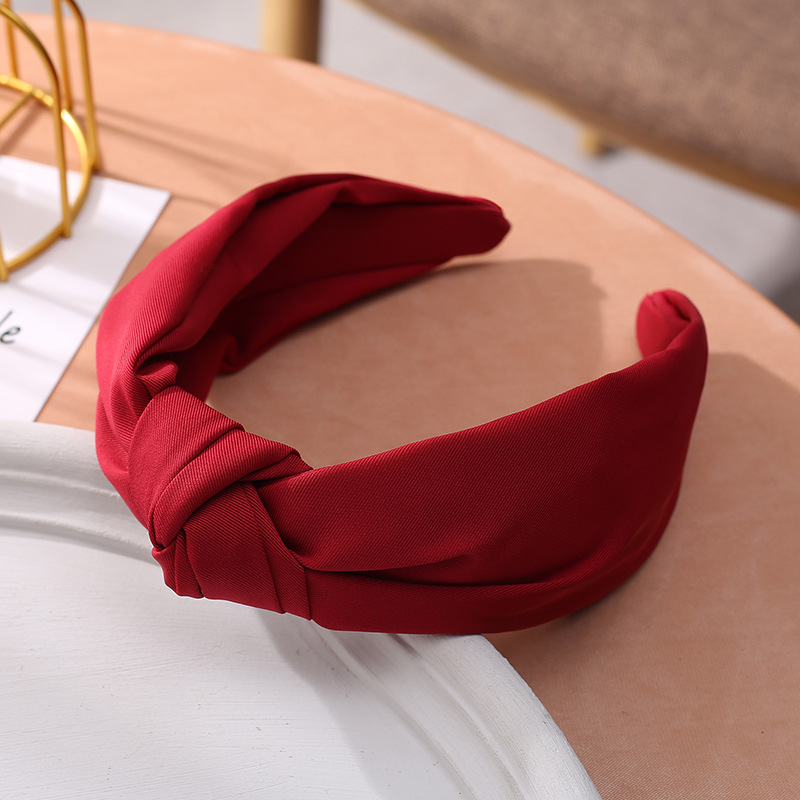 Korean New Solid Color Fabric Craft Hair Accessories Korean Simple Face Wash Makeup Cross-Knotted Wide Brim Hair Band Headband Ladies