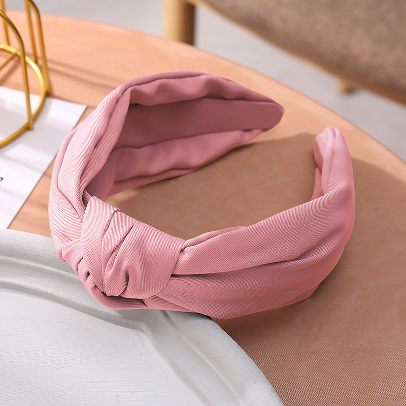 Korean New Solid Color Fabric Craft Hair Accessories Korean Simple Face Wash Makeup Cross-Knotted Wide Brim Hair Band Headband Ladies