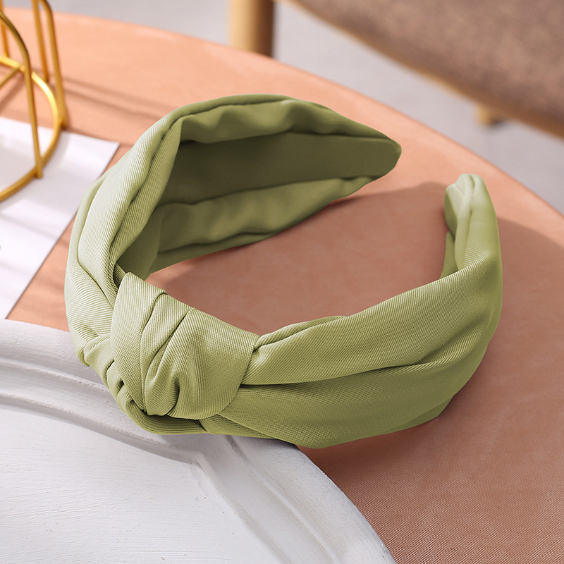 Korean New Solid Color Fabric Craft Hair Accessories Korean Simple Face Wash Makeup Cross-Knotted Wide Brim Hair Band Headband Ladies
