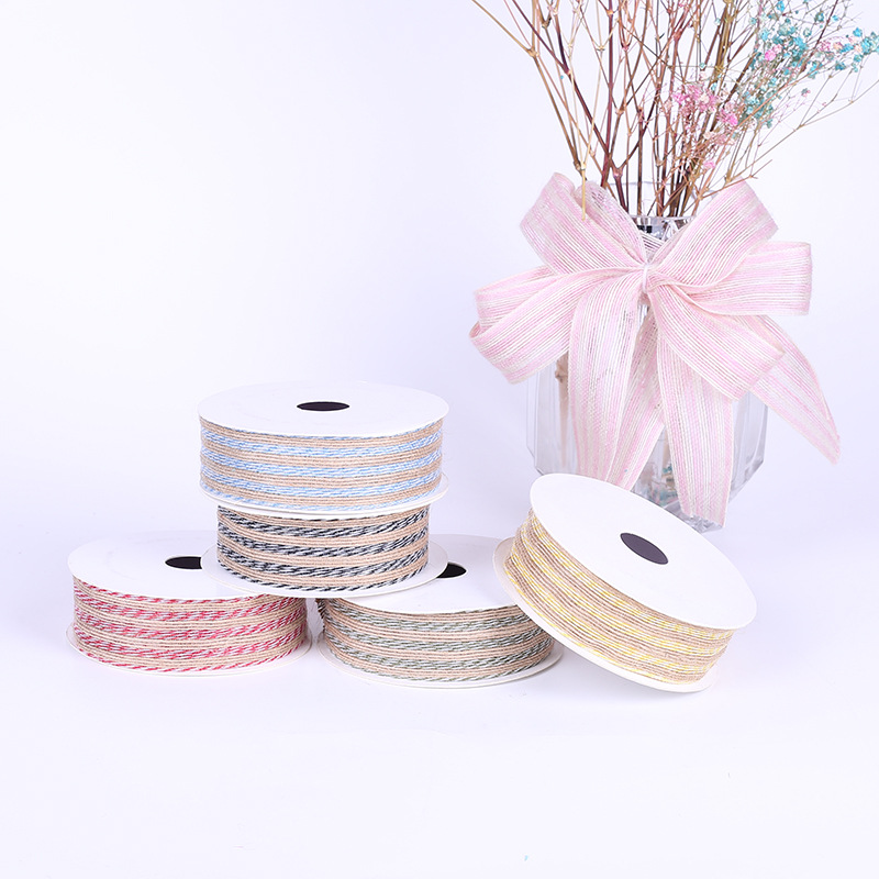 Yarn-Dyed Hemp Rope Ribbon Craft Gift Packaging Flowers Binding Packaging Tape Yarn-Dyed Ribbon Hair Accessories DIY Accessories