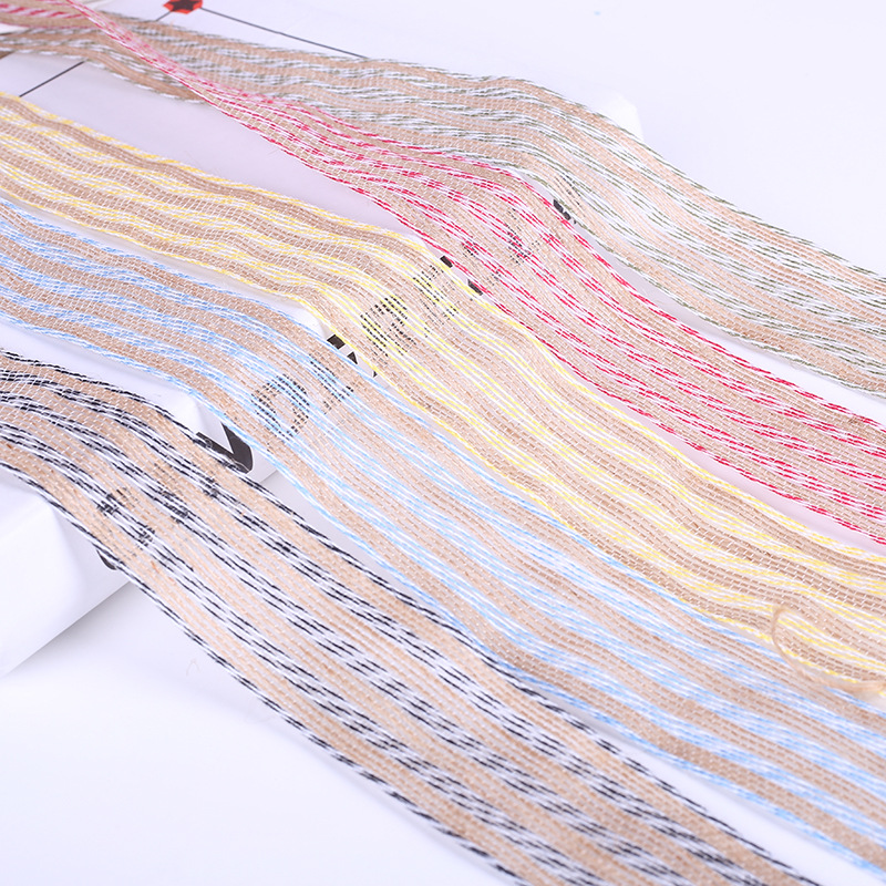 Yarn-Dyed Hemp Rope Ribbon Craft Gift Packaging Flowers Binding Packaging Tape Yarn-Dyed Ribbon Hair Accessories DIY Accessories