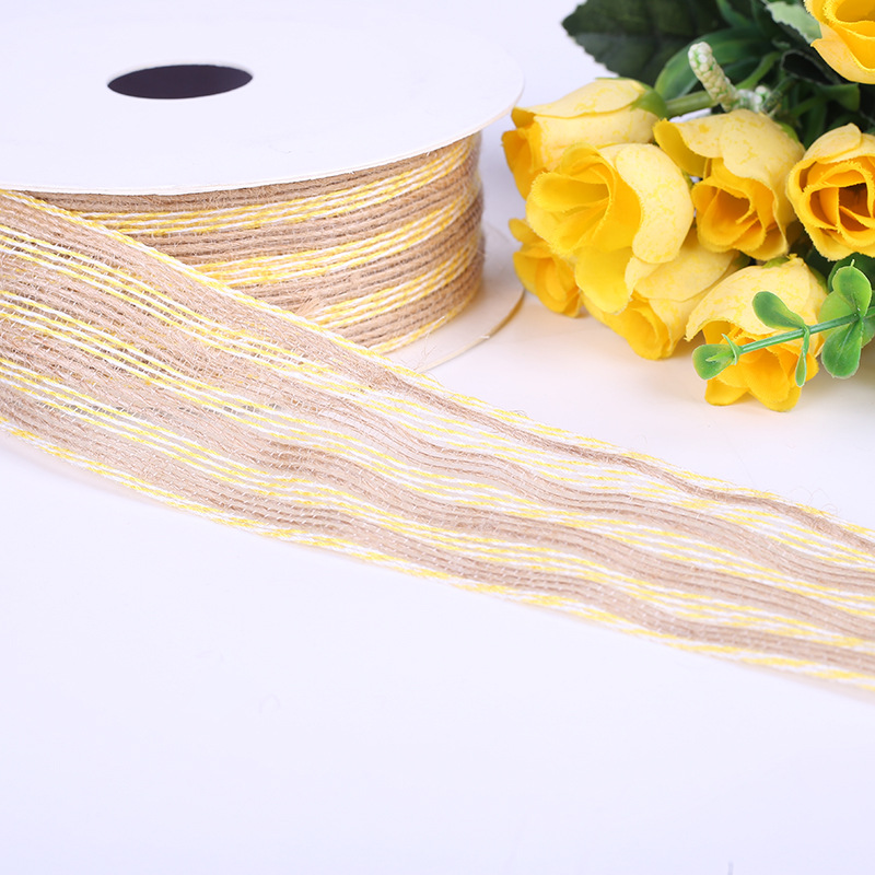 Yarn-Dyed Hemp Rope Ribbon Craft Gift Packaging Flowers Binding Packaging Tape Yarn-Dyed Ribbon Hair Accessories DIY Accessories