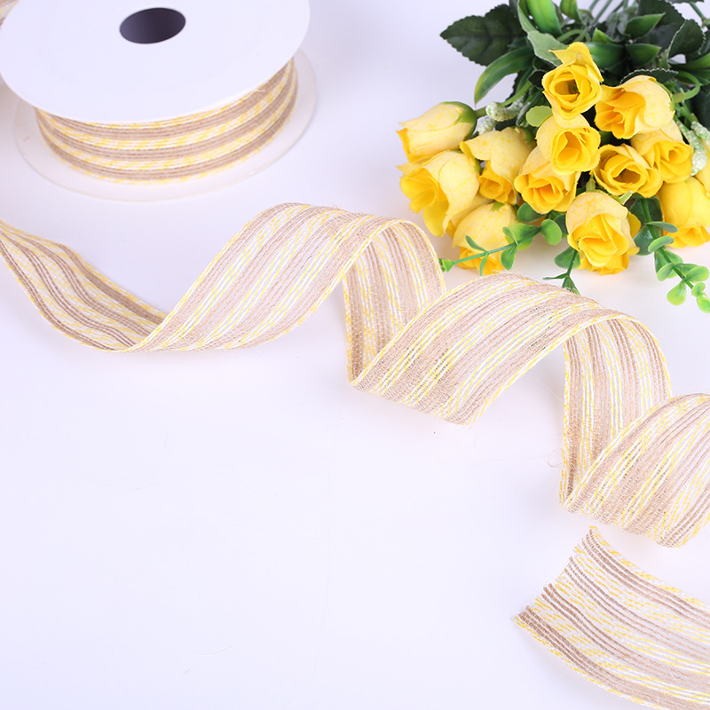 Yarn-Dyed Hemp Rope Ribbon Craft Gift Packaging Flowers Binding Packaging Tape Yarn-Dyed Ribbon Hair Accessories DIY Accessories