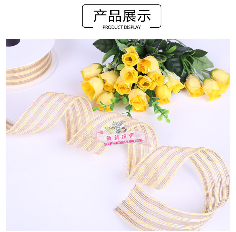 Yarn-Dyed Hemp Rope Ribbon Craft Gift Packaging Flowers Binding Packaging Tape Yarn-Dyed Ribbon Hair Accessories DIY Accessories