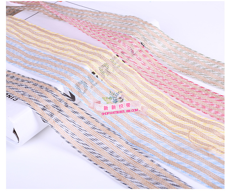 Yarn-Dyed Hemp Rope Ribbon Craft Gift Packaging Flowers Binding Packaging Tape Yarn-Dyed Ribbon Hair Accessories DIY Accessories