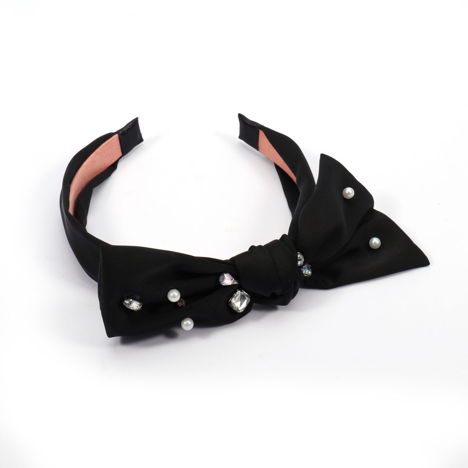 New Fabric Craft Broadside Knotted Hair Hoop Rabbit Ear Bow Hair Accessories Elegant Internet Influencer Pearl Hair Band Headband
