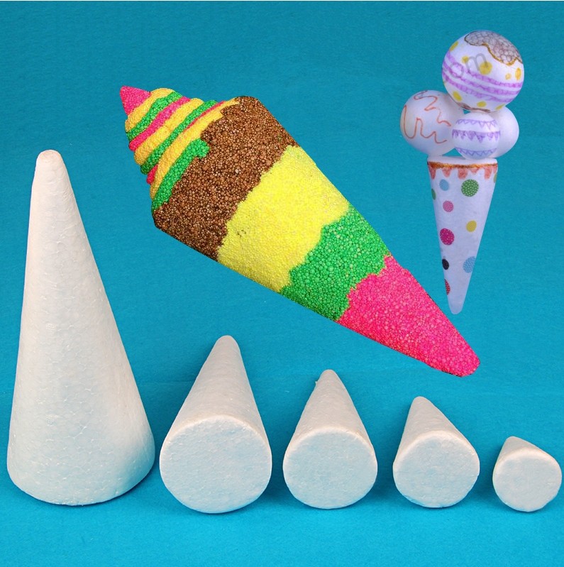 Foam Cone Cone Foam Ball Handmade DIY Art and Craft Kindergarten Accessories Expandable Polystyrene Early Education Material Package