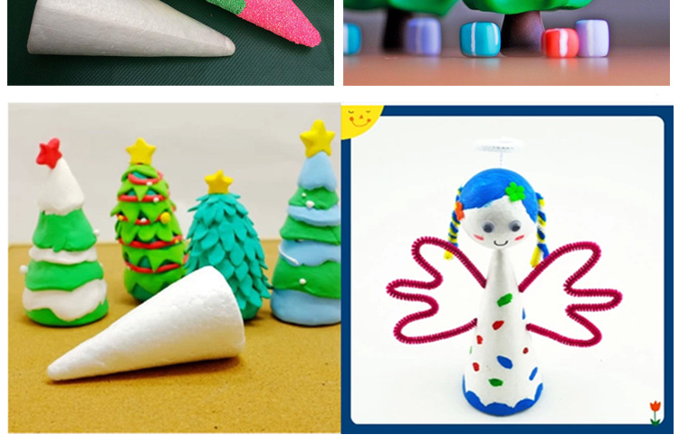 Foam Cone Cone Foam Ball Handmade DIY Art and Craft Kindergarten Accessories Expandable Polystyrene Early Education Material Package