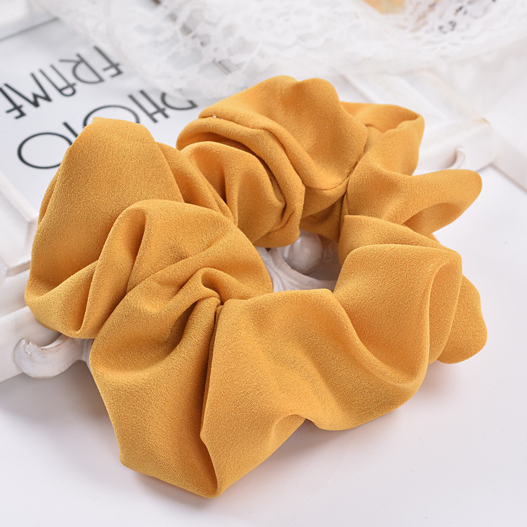 South Korea Imported Korean Jewelry Hair Accessories Candy Color Solid Color Fabric Craft Chiffon Hair Ring Headdress Flower Headwear Hair Rope