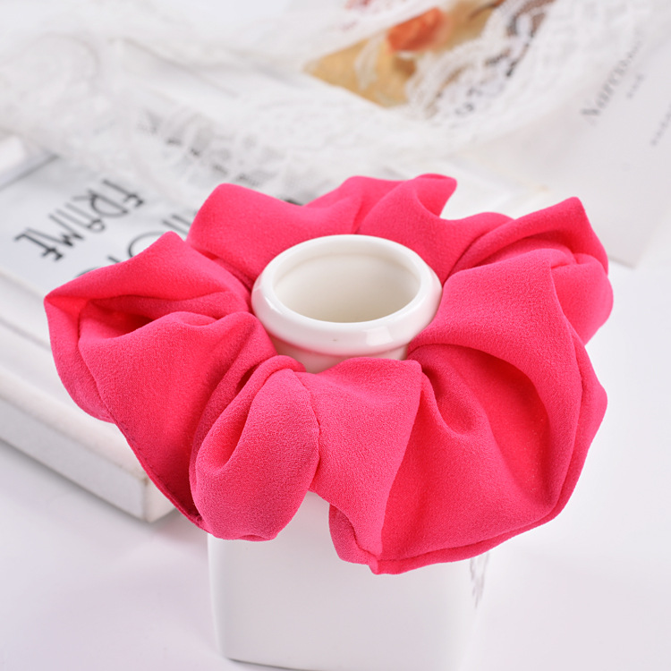 South Korea Imported Korean Jewelry Hair Accessories Candy Color Solid Color Fabric Craft Chiffon Hair Ring Headdress Flower Headwear Hair Rope
