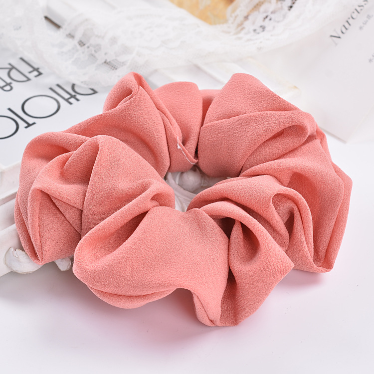 South Korea Imported Korean Jewelry Hair Accessories Candy Color Solid Color Fabric Craft Chiffon Hair Ring Headdress Flower Headwear Hair Rope