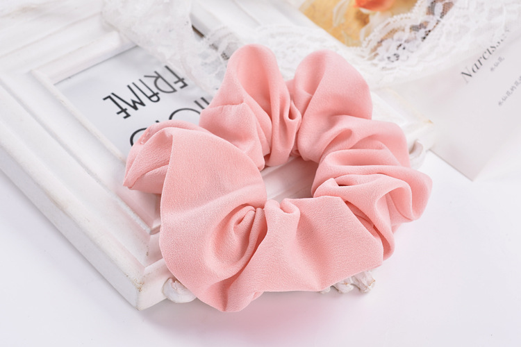 South Korea Imported Korean Jewelry Hair Accessories Candy Color Solid Color Fabric Craft Chiffon Hair Ring Headdress Flower Headwear Hair Rope