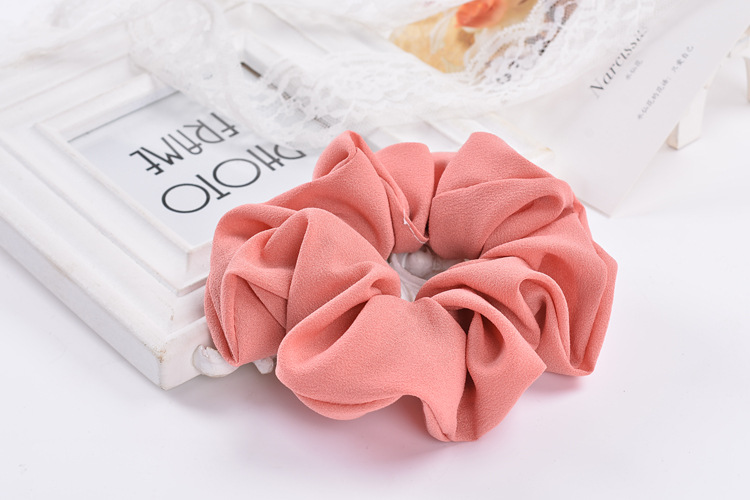South Korea Imported Korean Jewelry Hair Accessories Candy Color Solid Color Fabric Craft Chiffon Hair Ring Headdress Flower Headwear Hair Rope