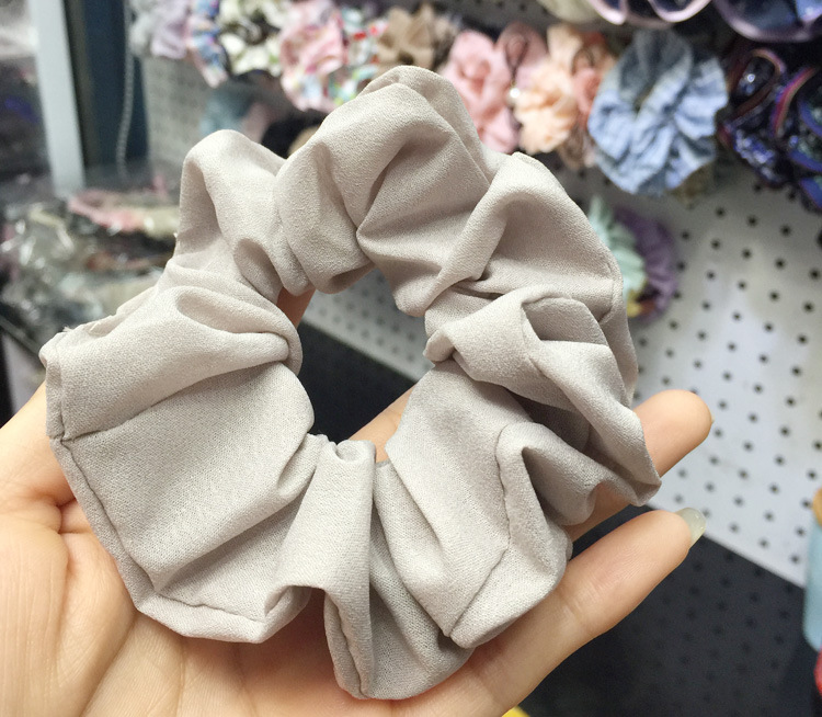 South Korea Imported Korean Jewelry Hair Accessories Candy Color Solid Color Fabric Craft Chiffon Hair Ring Headdress Flower Headwear Hair Rope