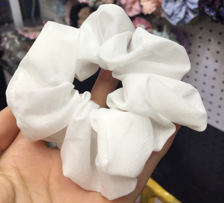 South Korea Imported Korean Jewelry Hair Accessories Candy Color Solid Color Fabric Craft Chiffon Hair Ring Headdress Flower Headwear Hair Rope