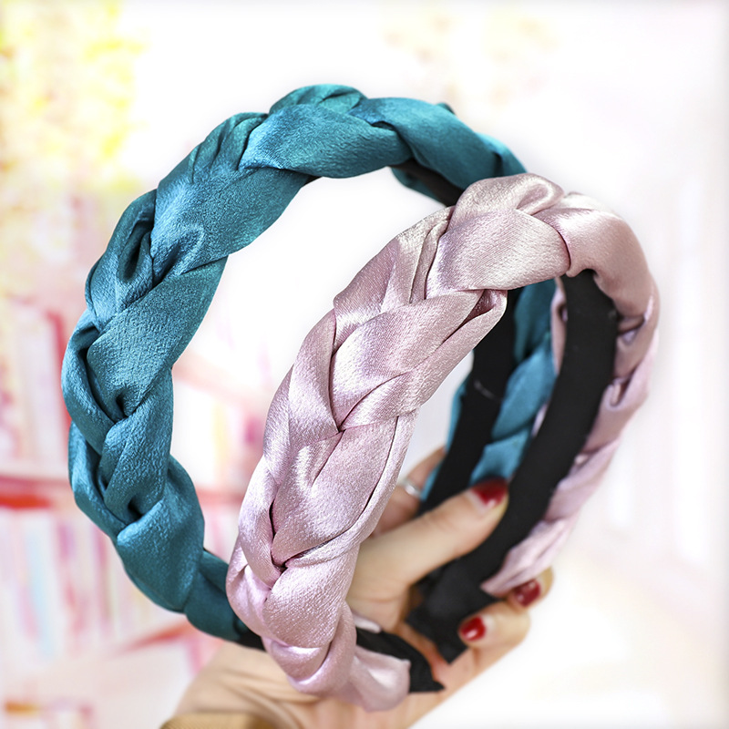 European and American New Satin Dough-Twist Style Plaits Headband Fashion Solid Color Fabric Craft Cross-Border Headband Hair Accessories Factory Direct Sales European and American New Satin Dough-Twist Style Plaits Headband Fashion Solid Color Fabric Craft Cross-Border Headband Hair Accessories Factory Direct Sales