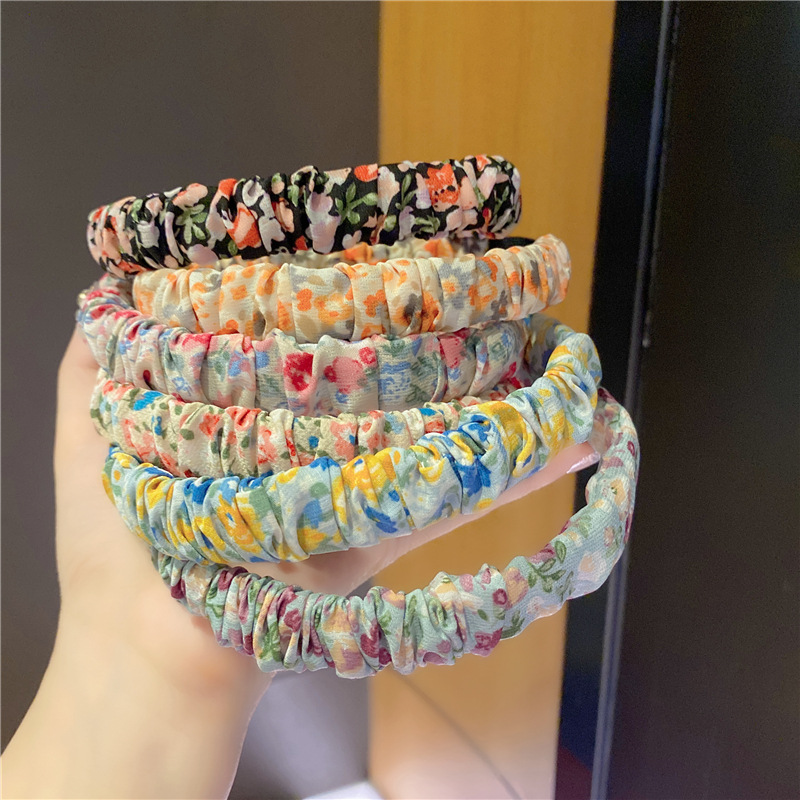 Pastoral Style Small Floral Wide Brim Hair Band Simple Hair Accessories Face Wash Hair Band Korean Fabric Craft Fold Floral Hairband Decoration