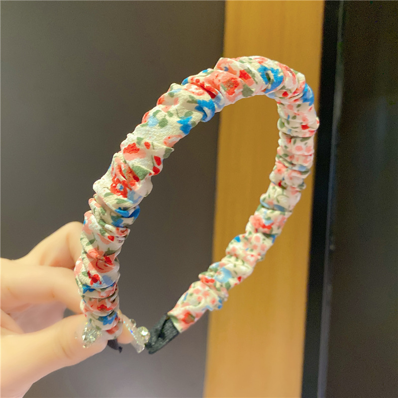 Pastoral Style Small Floral Wide Brim Hair Band Simple Hair Accessories Face Wash Hair Band Korean Fabric Craft Fold Floral Hairband Decoration