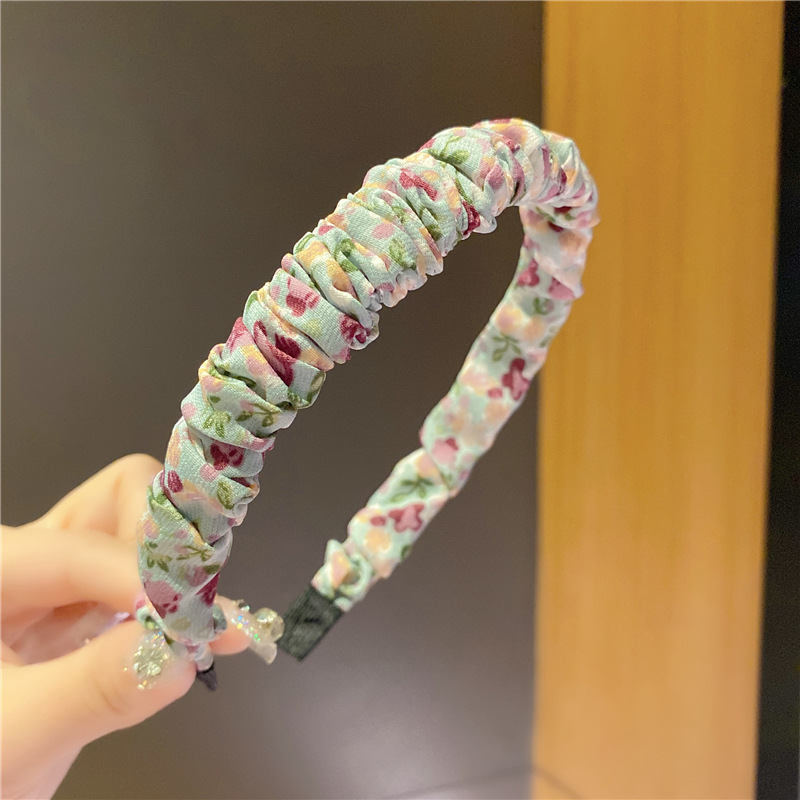 Pastoral Style Small Floral Wide Brim Hair Band Simple Hair Accessories Face Wash Hair Band Korean Fabric Craft Fold Floral Hairband Decoration