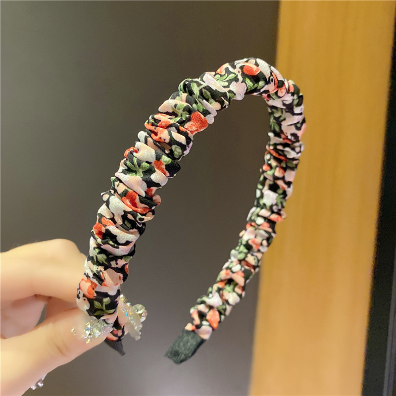 Pastoral Style Small Floral Wide Brim Hair Band Simple Hair Accessories Face Wash Hair Band Korean Fabric Craft Fold Floral Hairband Decoration