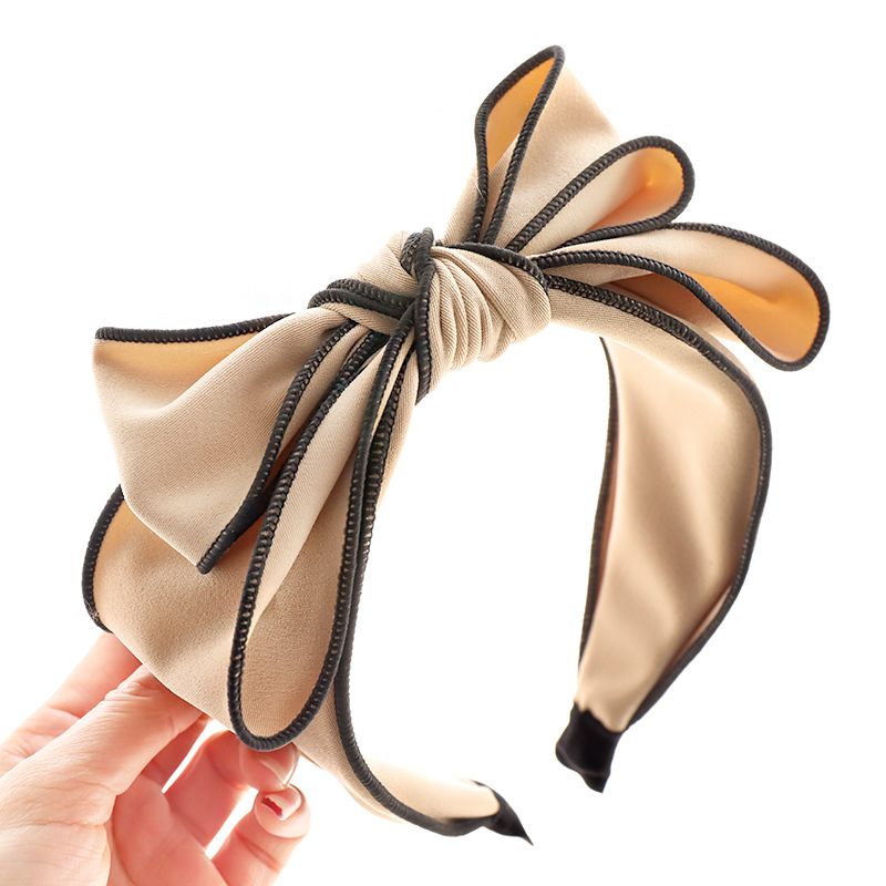 Headband Korean Fashion Sweet Bow Headband Hair Accessories Factory Wholesale Dongdaemun Solid Color Fabric Craft Hair Tie F315
