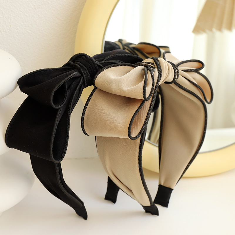 Headband Korean Fashion Sweet Bow Headband Hair Accessories Factory Wholesale Dongdaemun Solid Color Fabric Craft Hair Tie F315
