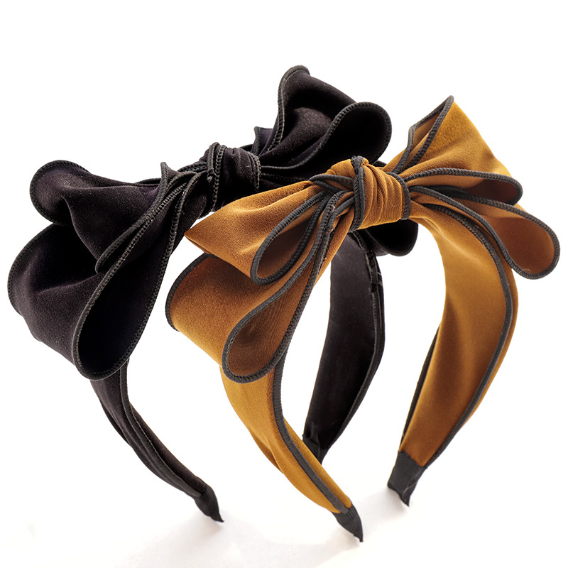 Headband Korean Fashion Sweet Bow Headband Hair Accessories Factory Wholesale Dongdaemun Solid Color Fabric Craft Hair Tie F315