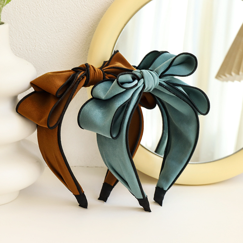 Headband Korean Fashion Sweet Bow Headband Hair Accessories Factory Wholesale Dongdaemun Solid Color Fabric Craft Hair Tie F315