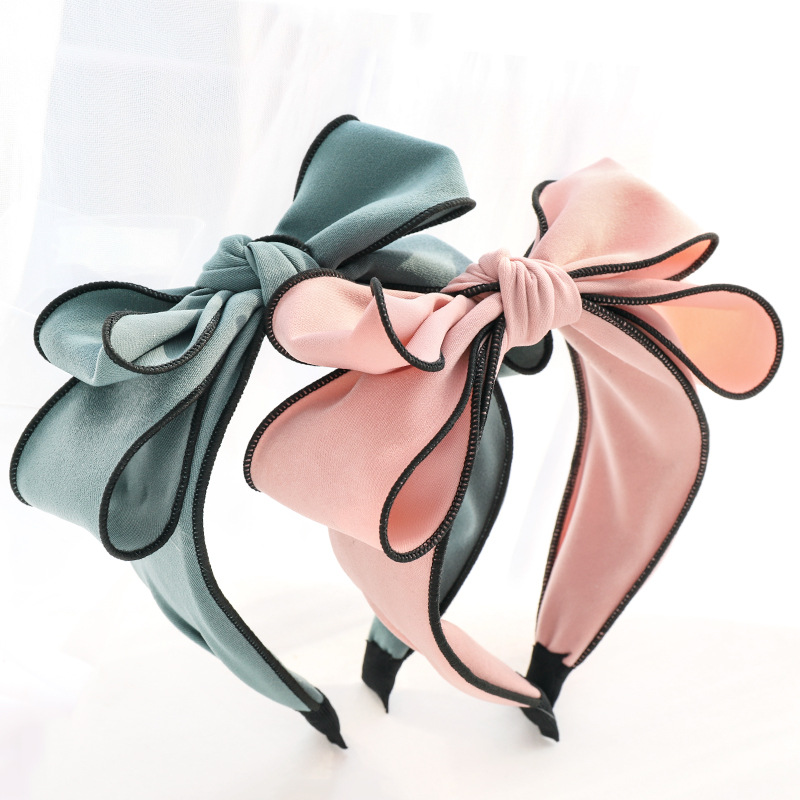 Headband Korean Fashion Sweet Bow Headband Hair Accessories Factory Wholesale Dongdaemun Solid Color Fabric Craft Hair Tie F315