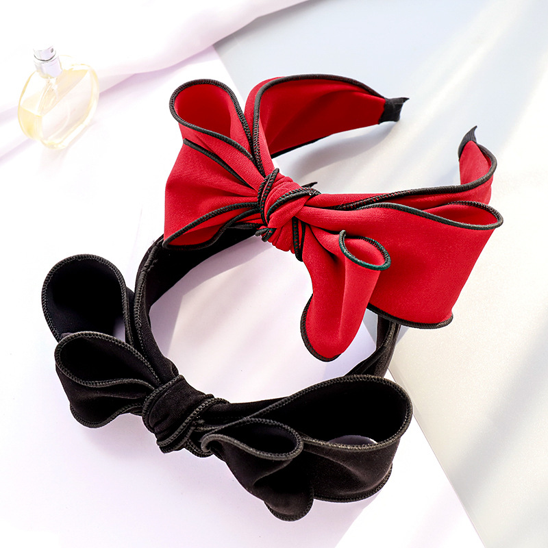 Headband Korean Fashion Sweet Bow Headband Hair Accessories Factory Wholesale Dongdaemun Solid Color Fabric Craft Hair Tie F315