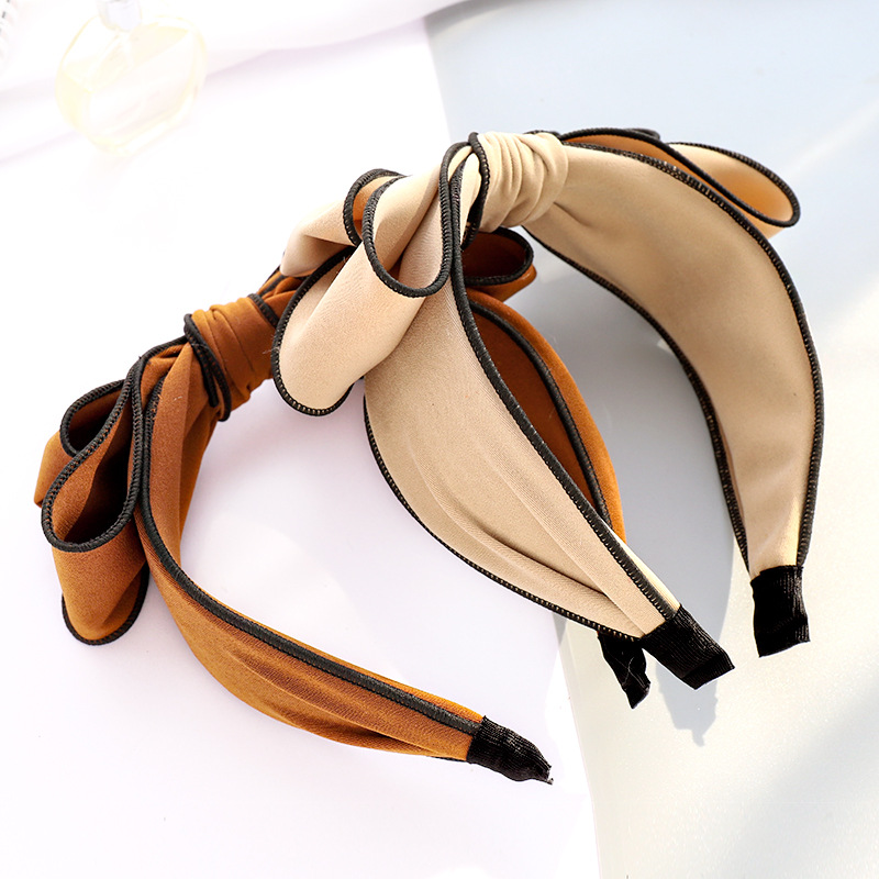 Headband Korean Fashion Sweet Bow Headband Hair Accessories Factory Wholesale Dongdaemun Solid Color Fabric Craft Hair Tie F315