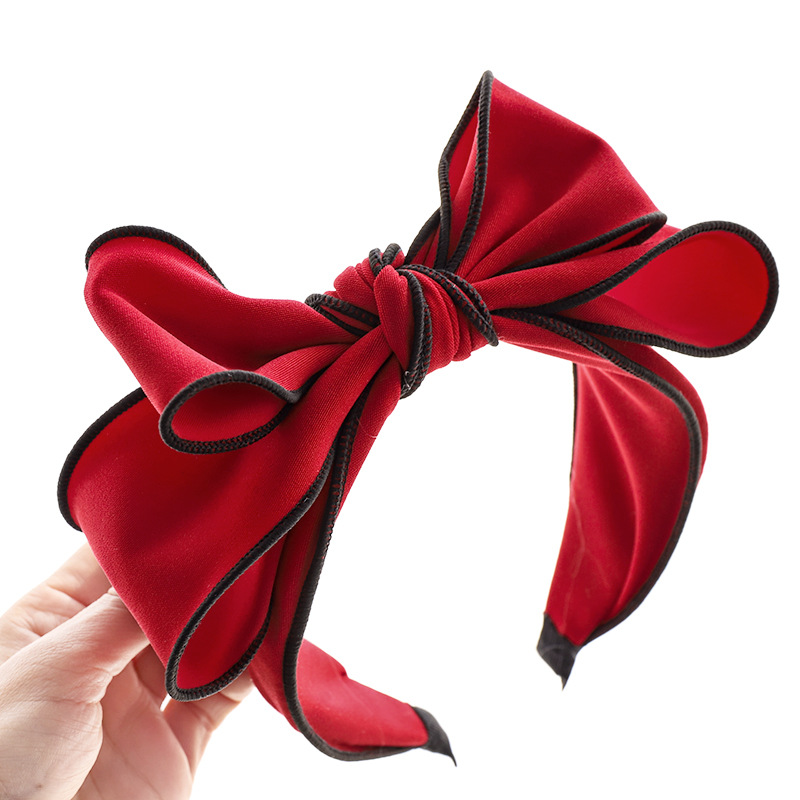 Headband Korean Fashion Sweet Bow Headband Hair Accessories Factory Wholesale Dongdaemun Solid Color Fabric Craft Hair Tie F315