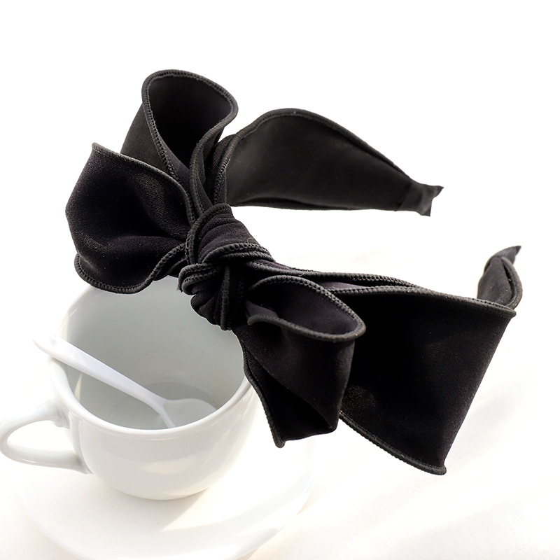 Headband Korean Fashion Sweet Bow Headband Hair Accessories Factory Wholesale Dongdaemun Solid Color Fabric Craft Hair Tie F315