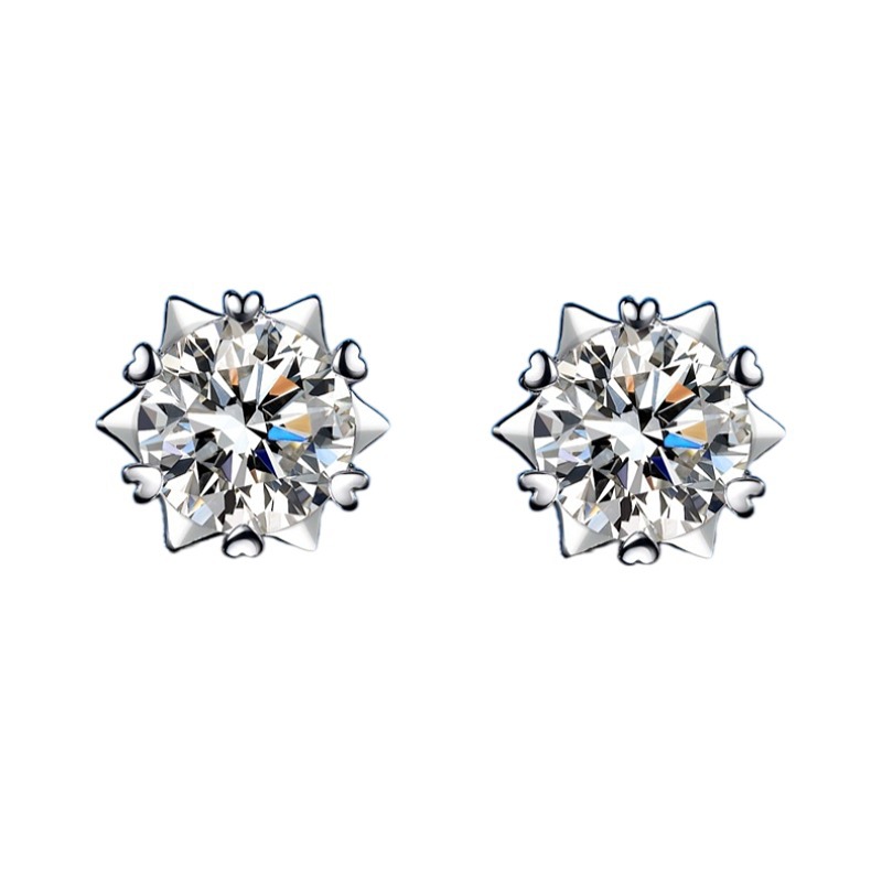 Simple Moissanite Stud Earrings S925 Silver Moissanite Earrings for Women Eardrop Earring Female Factory Accessory/Jewelry with Certificate