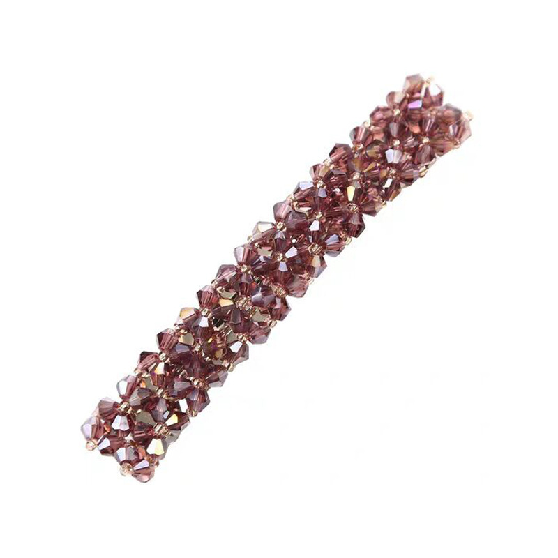 Korean Jewelry Rhinestone Headdress Barrettes Four Rows Crystal Fishing Line Woven Side Clip Exquisite Word Spring Clip Hair Accessory Women
