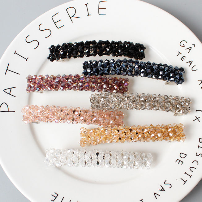 Korean Jewelry Rhinestone Headdress Barrettes Four Rows Crystal Fishing Line Woven Side Clip Exquisite Word Spring Clip Hair Accessory Women Korean Jewelry Rhinestone Headdress Barrettes Four Rows Crystal Fishing Line Woven Side Clip Exquisite Word Spring Clip Hair Accessory Women