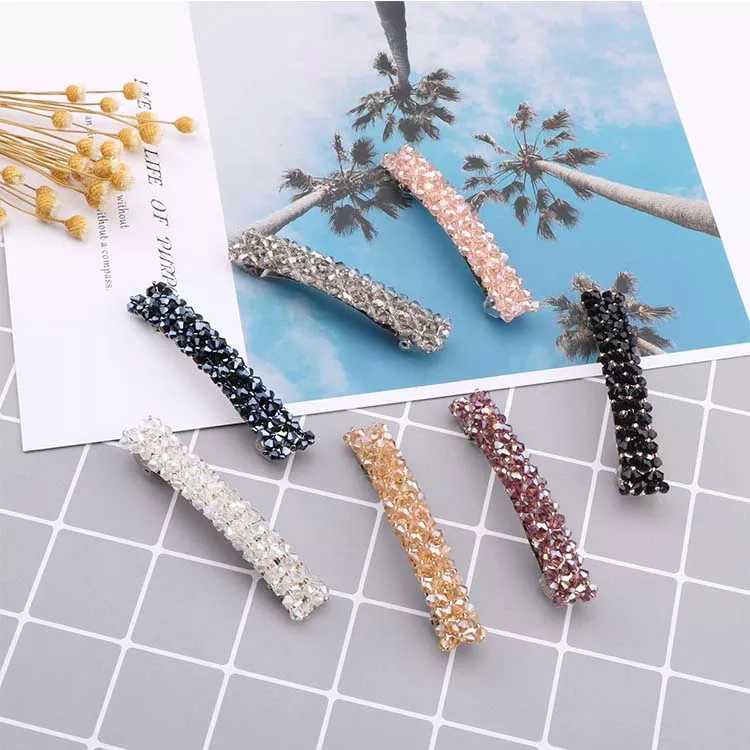 Korean Jewelry Rhinestone Headdress Barrettes Four Rows Crystal Fishing Line Woven Side Clip Exquisite Word Spring Clip Hair Accessory Women Korean Jewelry Rhinestone Headdress Barrettes Four Rows Crystal Fishing Line Woven Side Clip Exquisite Word Spring Clip Hair Accessory Women