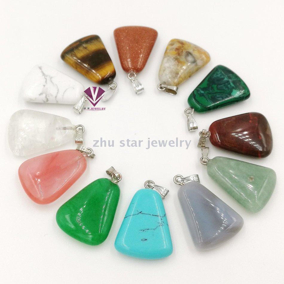 Trapezoid Shape Semi-Precious Natural Stone Beads Pendant Charm For Necklace Making Jewelry Accessory