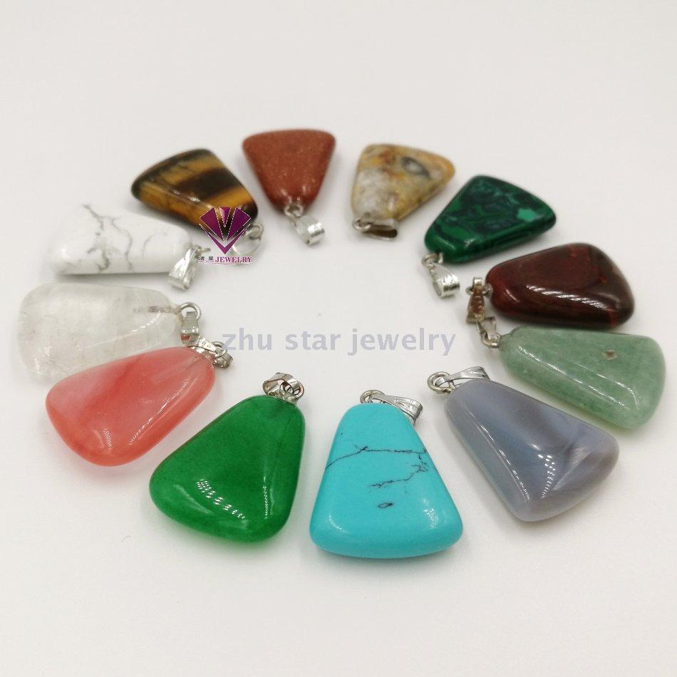 Trapezoid Shape Semi-Precious Natural Stone Beads Pendant Charm For Necklace Making Jewelry Accessory Trapezoid Shape Semi-Precious Natural Stone Beads Pendant Charm For Necklace Making Jewelry Accessory
