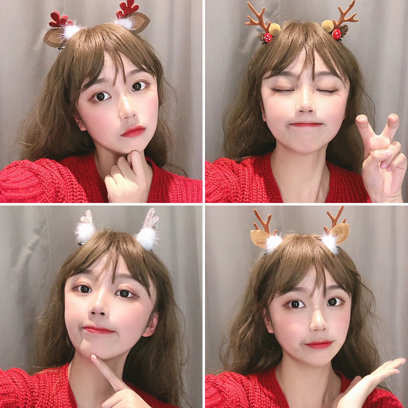 Christmas Barrettes Head Hair Clip Barrettes Headdress New Year Red Hair Accessory Female Online Influencer Antlers Hairpin Cute Jewelry Christmas Barrettes Head Hair Clip Barrettes Headdress New Year Red Hair Accessory Female Online Influencer Antlers Hairpin Cute Jewelry