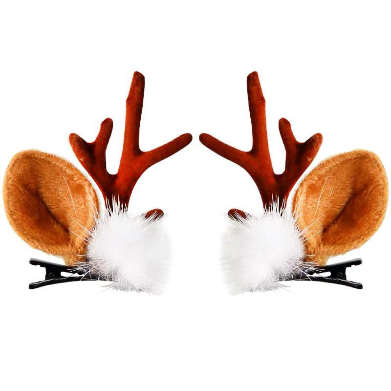Christmas Barrettes Head Hair Clip Barrettes Headdress New Year Red Hair Accessory Female Online Influencer Antlers Hairpin Cute Jewelry