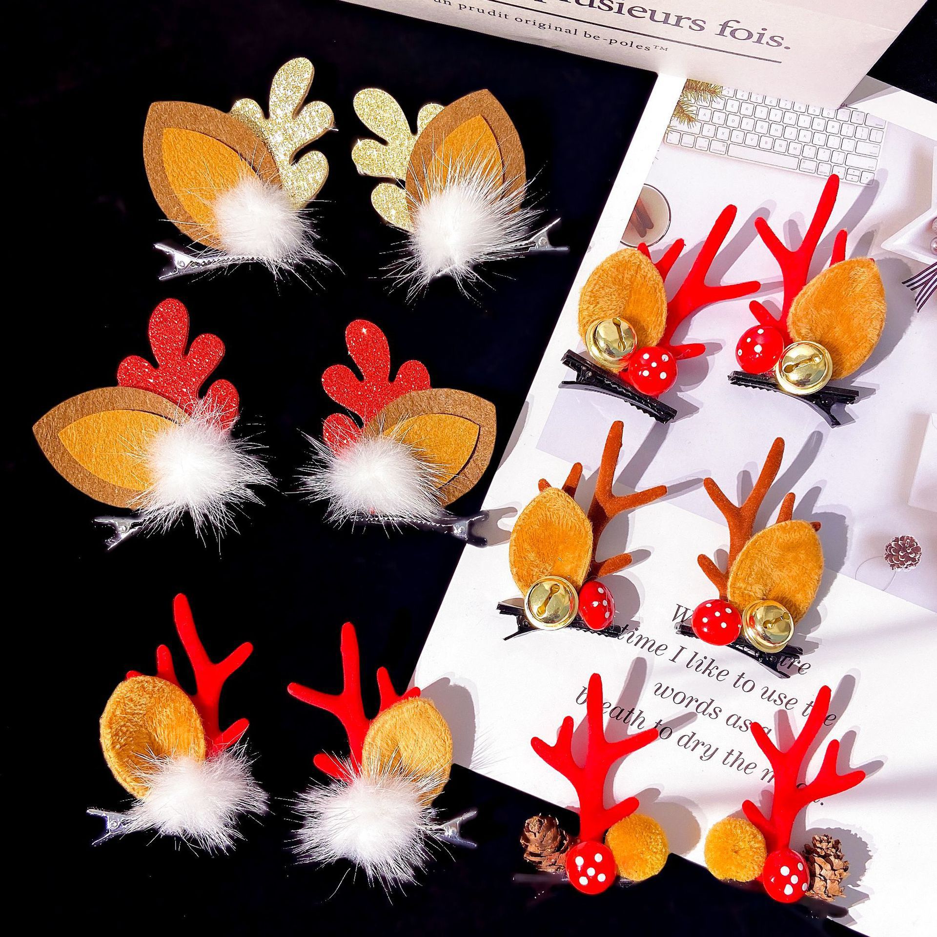 Christmas Barrettes Head Hair Clip Barrettes Headdress New Year Red Hair Accessory Female Online Influencer Antlers Hairpin Cute Jewelry Christmas Barrettes Head Hair Clip Barrettes Headdress New Year Red Hair Accessory Female Online Influencer Antlers Hairpin Cute Jewelry