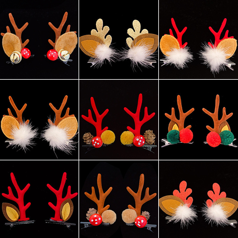 Christmas Barrettes Head Hair Clip Barrettes Headdress New Year Red Hair Accessory Female Online Influencer Antlers Hairpin Cute Jewelry Christmas Barrettes Head Hair Clip Barrettes Headdress New Year Red Hair Accessory Female Online Influencer Antlers Hairpin Cute Jewelry
