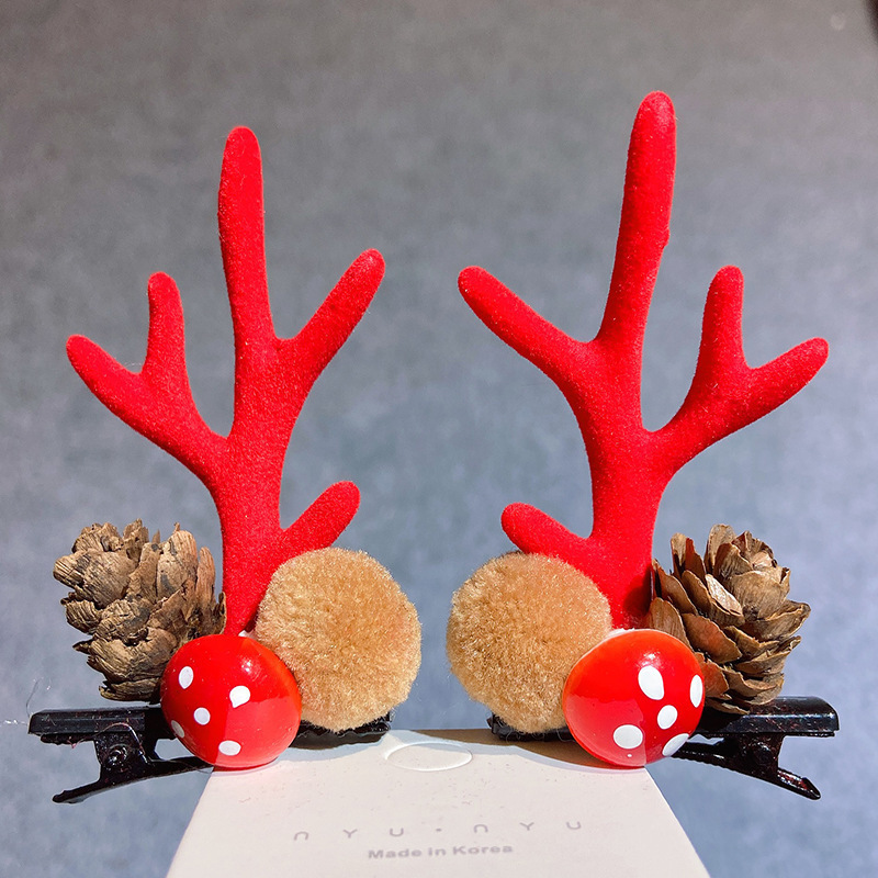Christmas Barrettes Head Hair Clip Barrettes Headdress New Year Red Hair Accessory Female Online Influencer Antlers Hairpin Cute Jewelry Christmas Barrettes Head Hair Clip Barrettes Headdress New Year Red Hair Accessory Female Online Influencer Antlers Hairpin Cute Jewelry