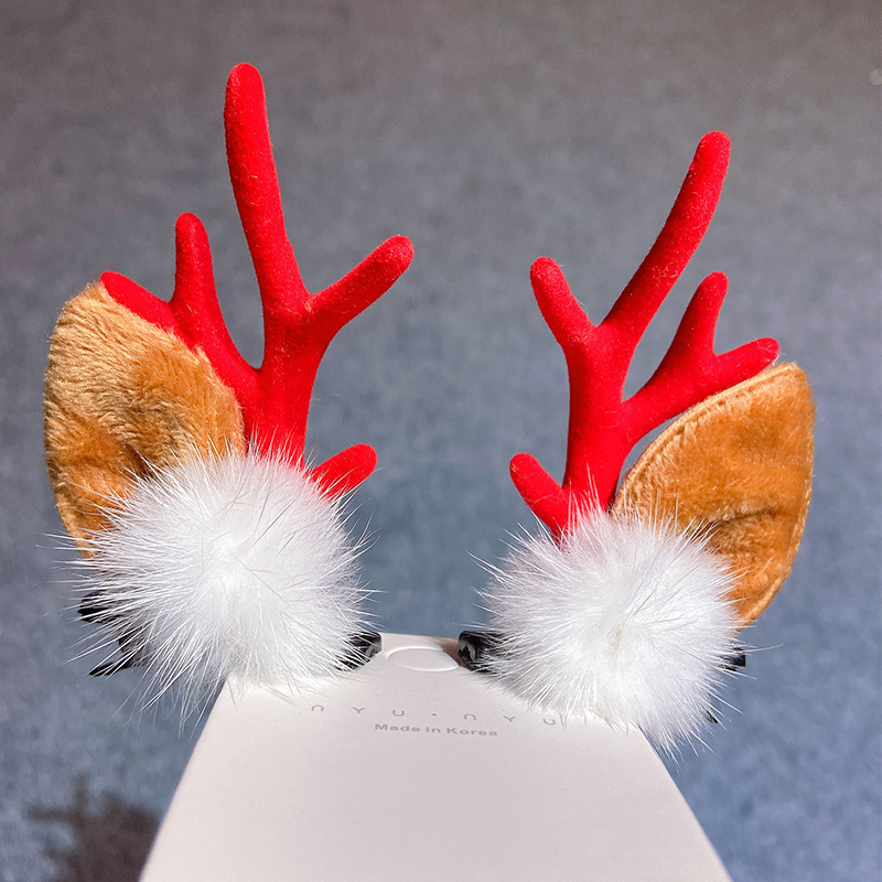 Christmas Barrettes Head Hair Clip Barrettes Headdress New Year Red Hair Accessory Female Online Influencer Antlers Hairpin Cute Jewelry Christmas Barrettes Head Hair Clip Barrettes Headdress New Year Red Hair Accessory Female Online Influencer Antlers Hairpin Cute Jewelry