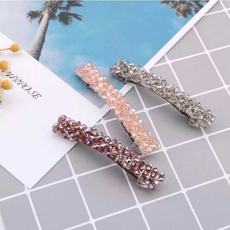 Korean Jewelry Rhinestone Headdress Barrettes Four Rows Crystal Fishing Line Woven Side Clip Exquisite Word Spring Clip Hair Accessory Women Korean Jewelry Rhinestone Headdress Barrettes Four Rows Crystal Fishing Line Woven Side Clip Exquisite Word Spring Clip Hair Accessory Women