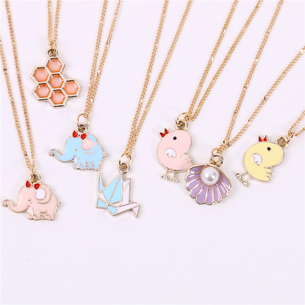 Cross-Border Sold Jewelry Fashion Alloy Acrylic Drop Oil Pendant Necklace Sweet Accessory