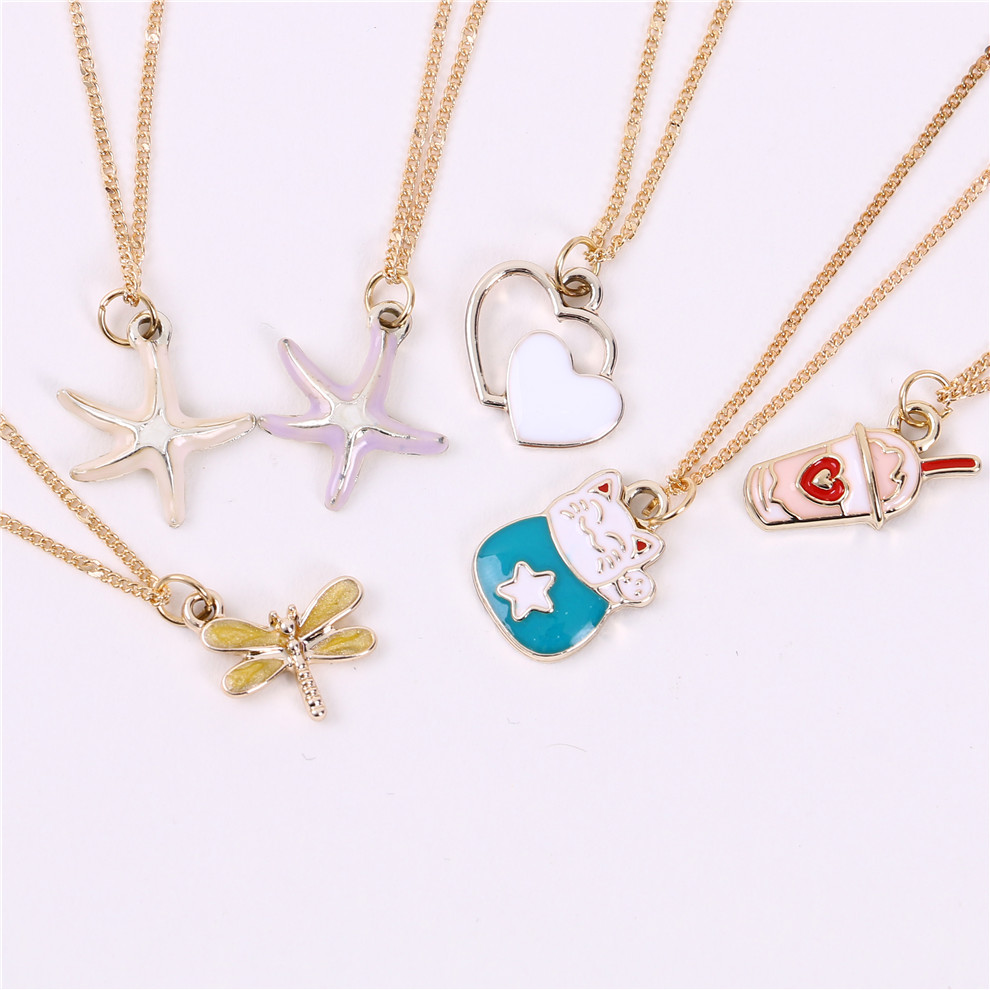 Cross-Border Sold Jewelry Fashion Alloy Acrylic Drop Oil Pendant Necklace Sweet Accessory