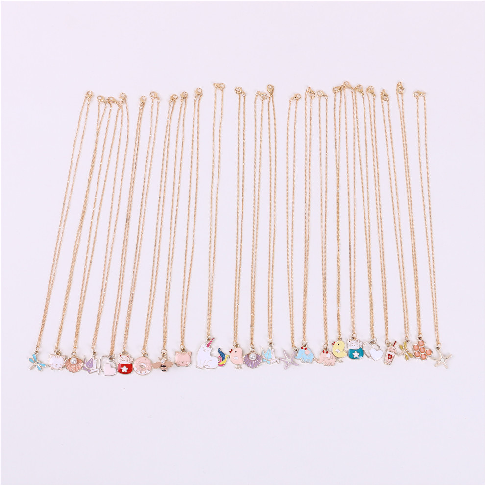Cross-Border Sold Jewelry Fashion Alloy Acrylic Drop Oil Pendant Necklace Sweet Accessory